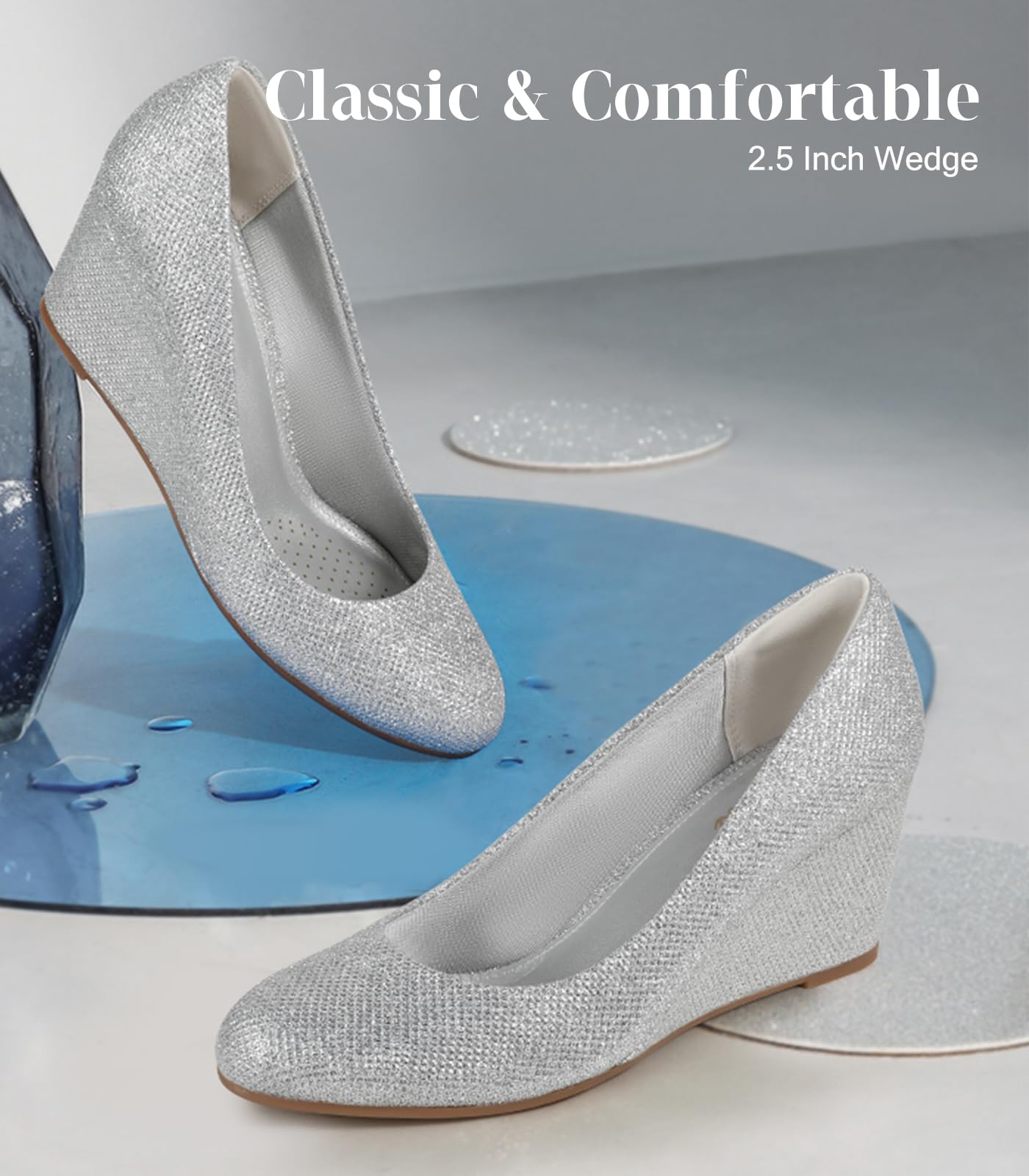 Foto 2 | Cuñas Ankis Silver Cómodas Para Mujer Con Tacón De 6,35 Cm - Venta Internacional.
