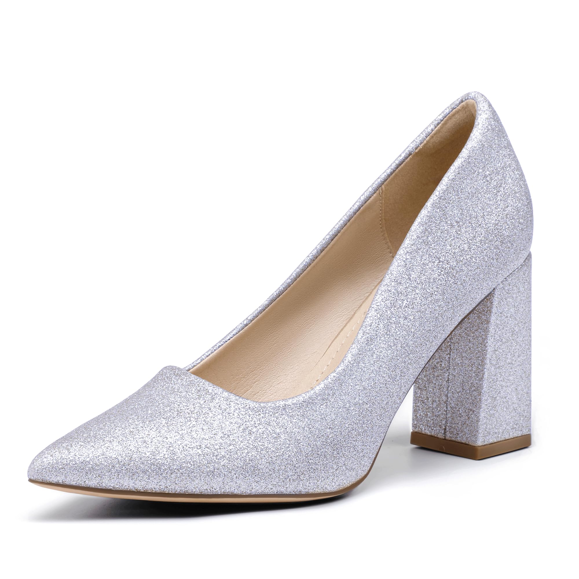 Foto 1 | Tacones Idifu In3 Plateados Con Punta Cerrada Para Mujer, Tacón 7.5 Us 3.2 Pulgadas - Venta Internacional.