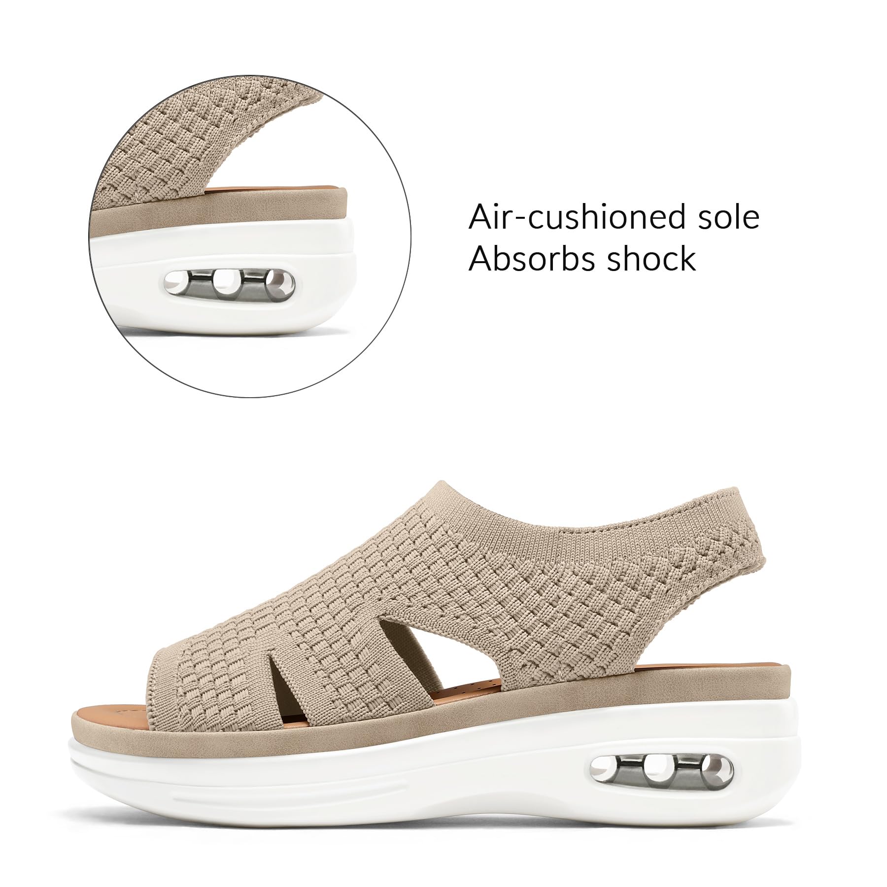 Foto 3 pulgar | Sandalias De Senderismo Mysoft Para Mujer, Sin Cordones, Con Plataforma Con Cojín Inflable - Venta Internacional.