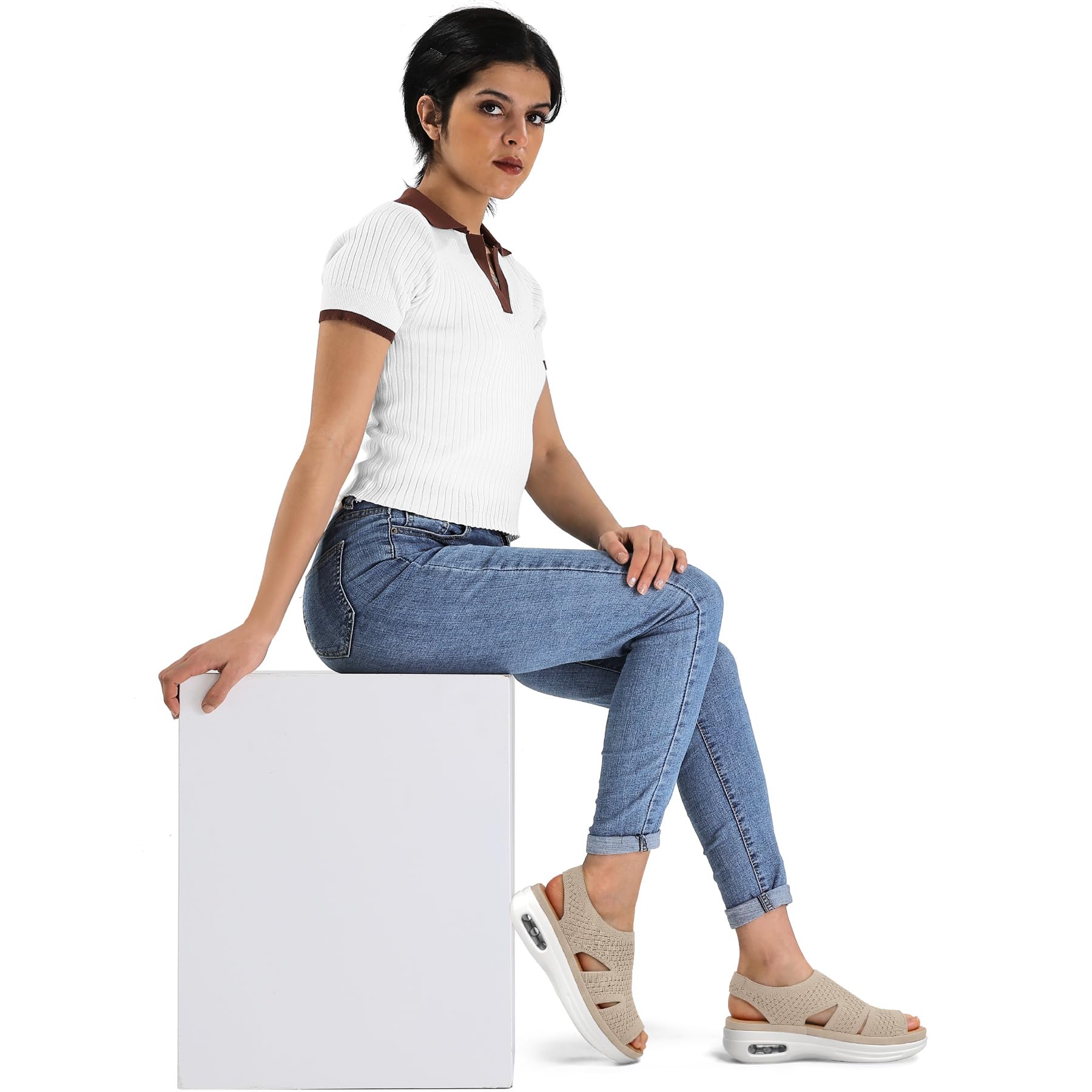 Foto 7 pulgar | Sandalias De Senderismo Mysoft Para Mujer, Sin Cordones, Con Plataforma Con Cojín Inflable - Venta Internacional.