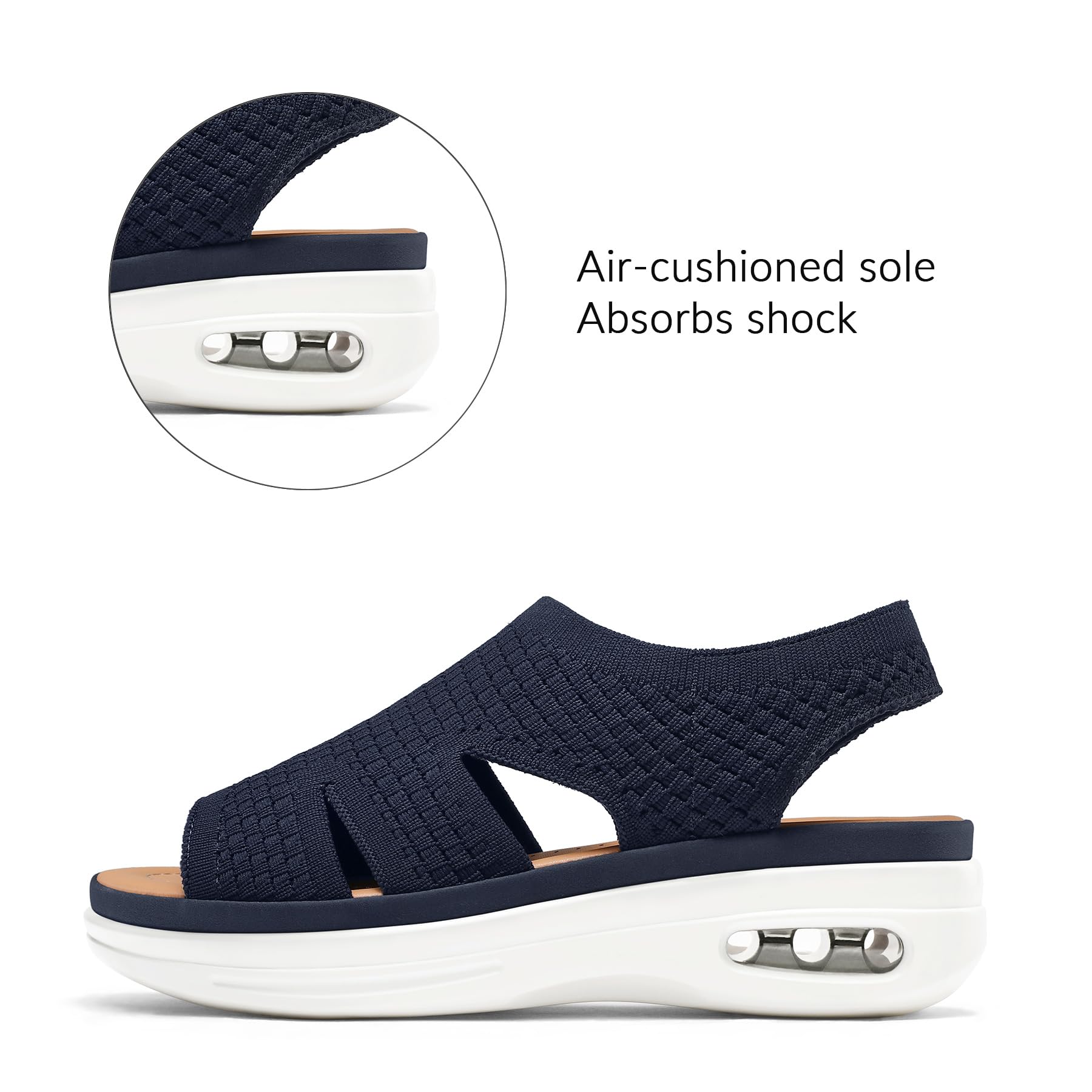 Foto 3 pulgar | Sandalias De Senderismo Mysoft Para Mujer, Sin Cordones, Con Plataforma Con Cojín Inflable - Venta Internacional.