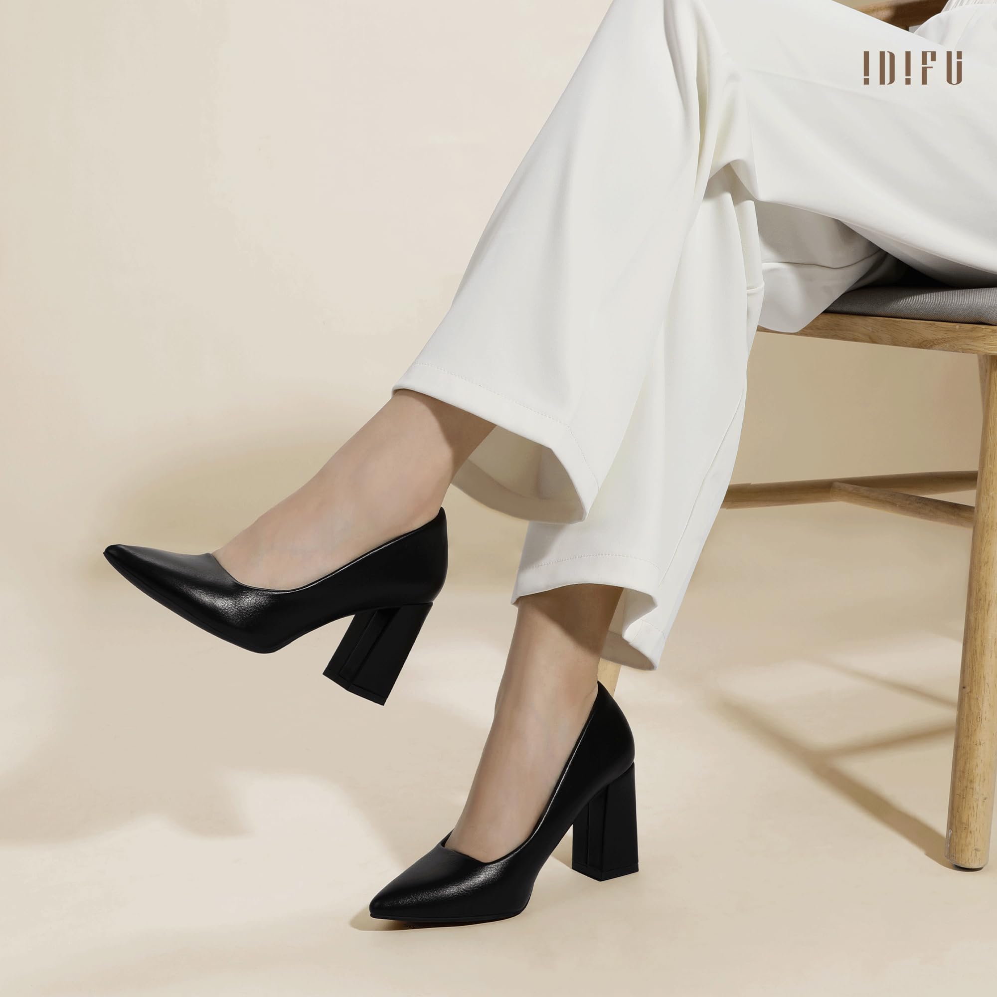 Foto 4 pulgar | Tacones Idifu In3 Negros Con Punta Cerrada Para Mujer, Tacones De 8 Cm - Venta Internacional.