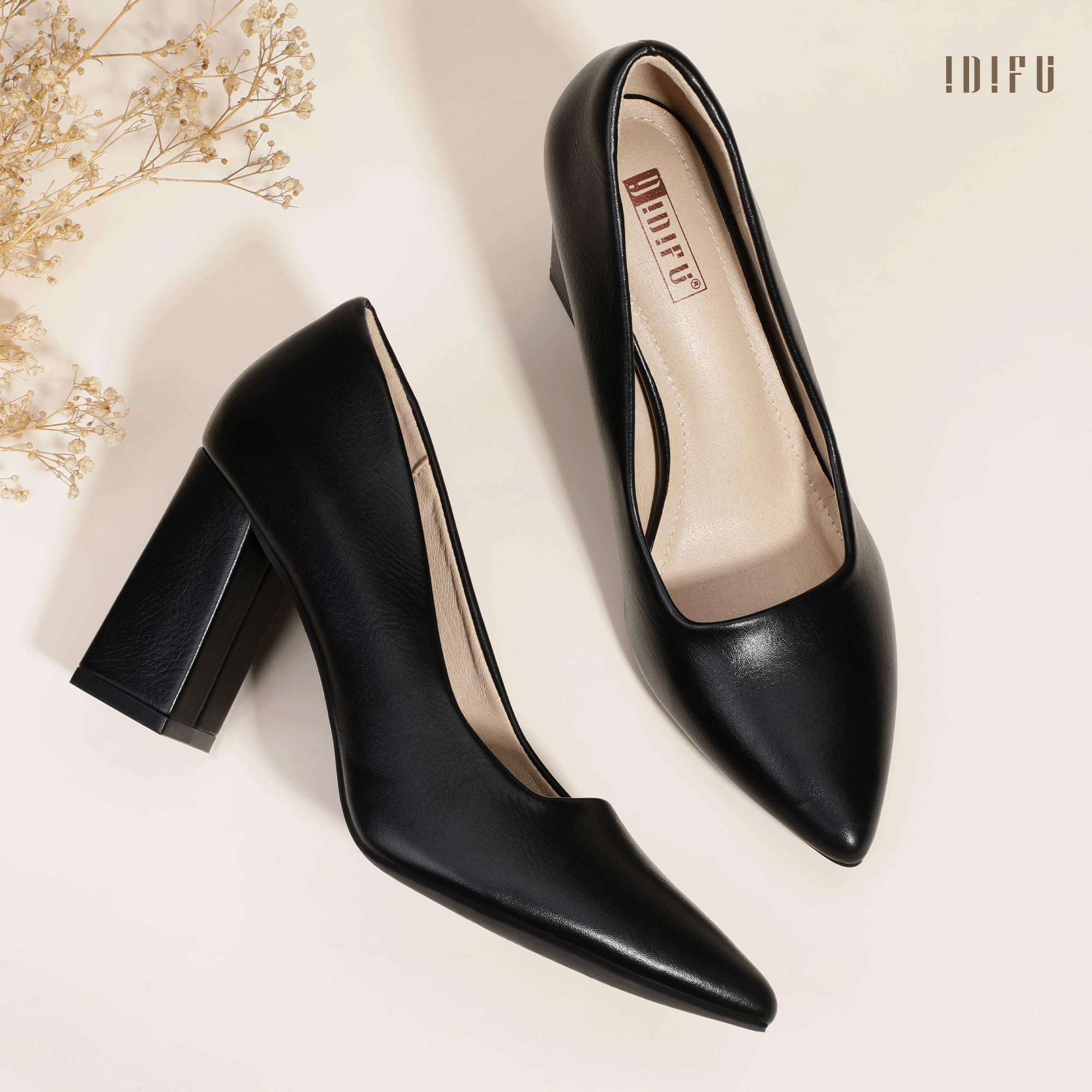 Foto 5 pulgar | Tacones Idifu In3 Negros Con Punta Cerrada Para Mujer, Tacones De 8 Cm - Venta Internacional.