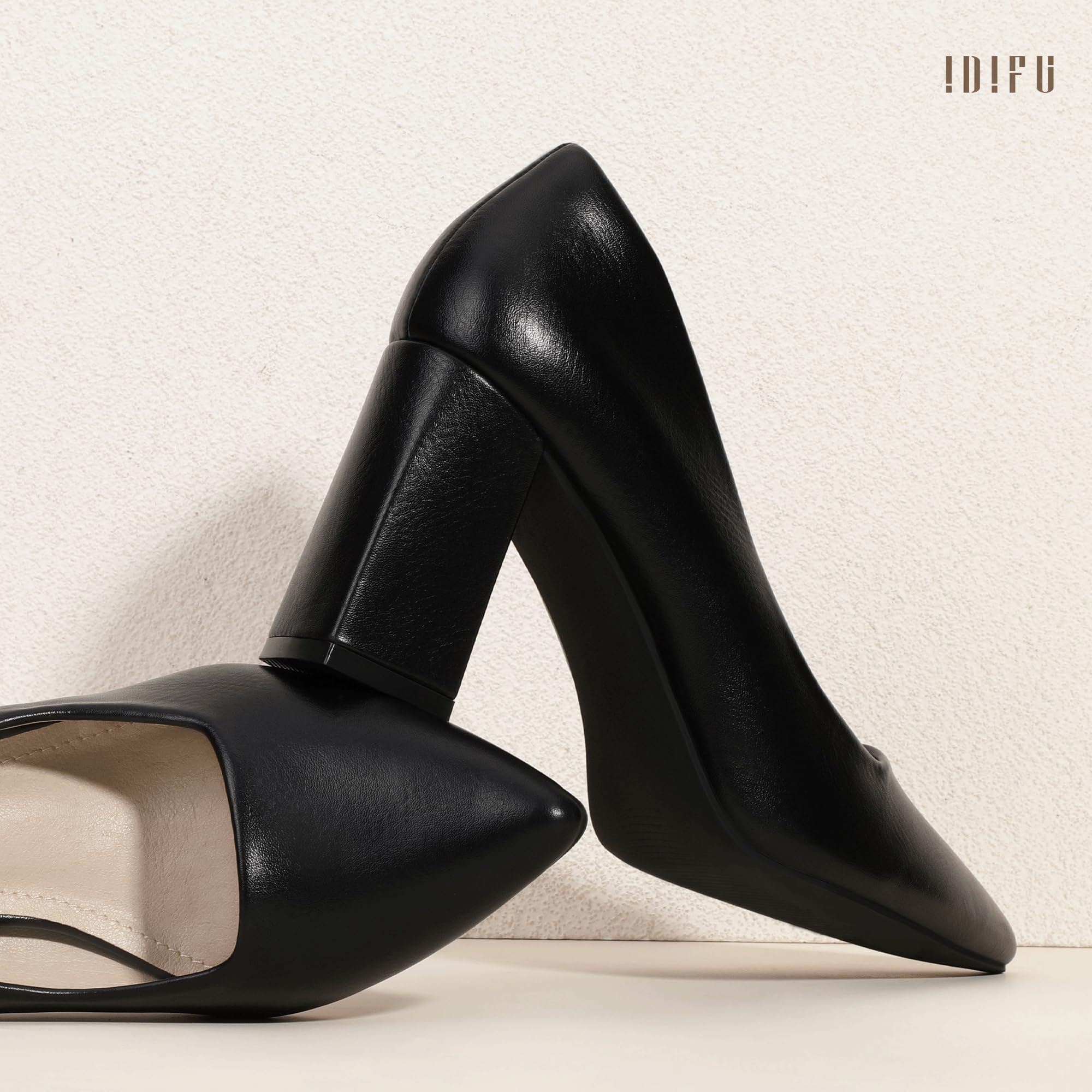 Foto 6 pulgar | Tacones Idifu In3 Negros Con Punta Cerrada Para Mujer, Tacones De 8 Cm - Venta Internacional.