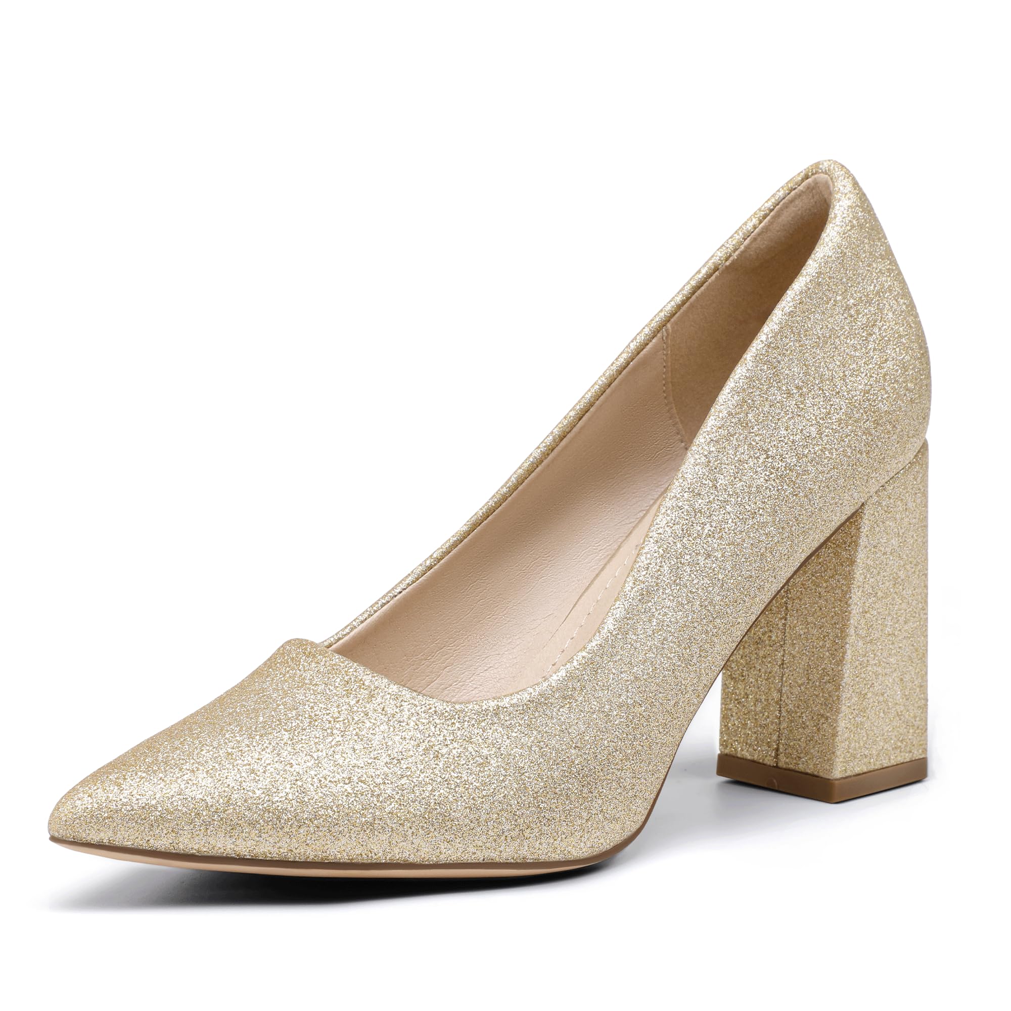 Foto 2 pulgar | Tacones Idifu In3 Gold Con Punta Cerrada Para Mujer, Tacones De 8 Cm - Venta Internacional.