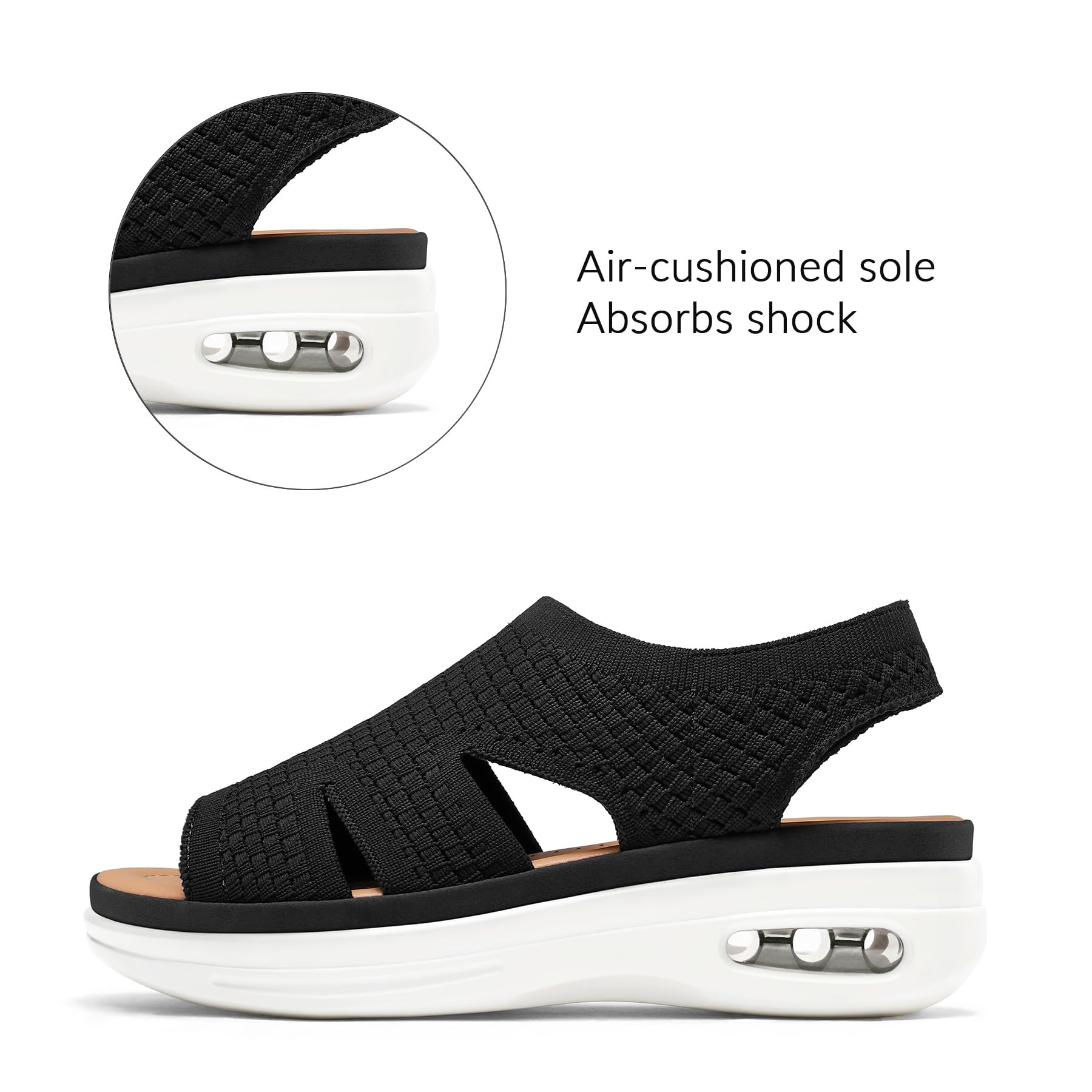 Foto 2 | Sandalias De Senderismo Mysoft Para Mujer, Sin Cordones, Con Plataforma Con Cojín Inflable - Venta Internacional.