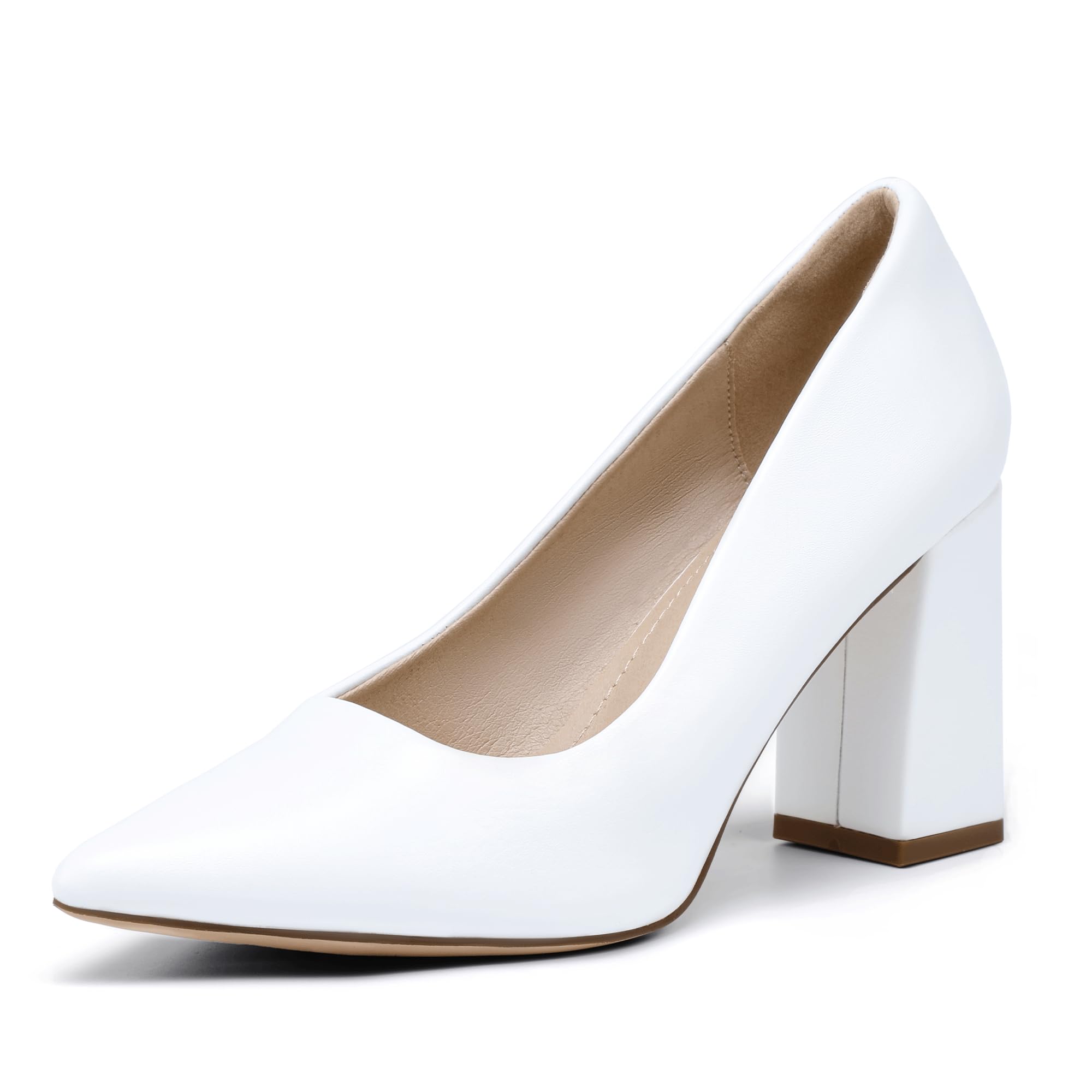 Foto 2 pulgar | Tacones Idifu In3 Blancos Con Punta Cerrada Para Mujer, Tacones De 8 Cm - Venta Internacional.