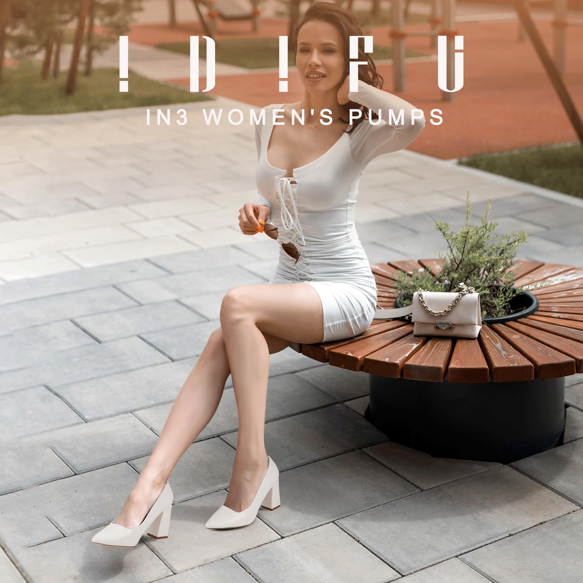Foto 3 pulgar | Tacones Idifu In3 Blancos Con Punta Cerrada Para Mujer, Tacones De 8 Cm - Venta Internacional.