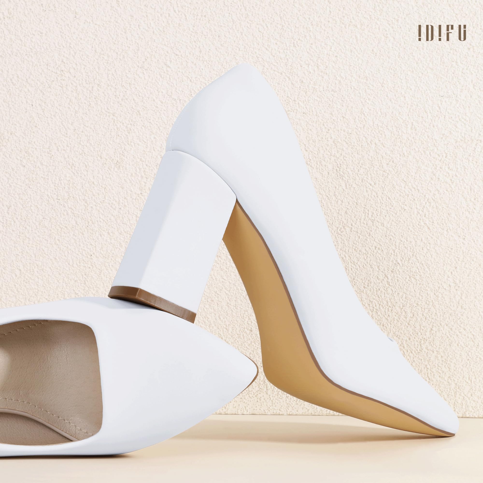 Foto 6 pulgar | Tacones Idifu In3 Blancos Con Punta Cerrada Para Mujer, Tacones De 8 Cm - Venta Internacional.