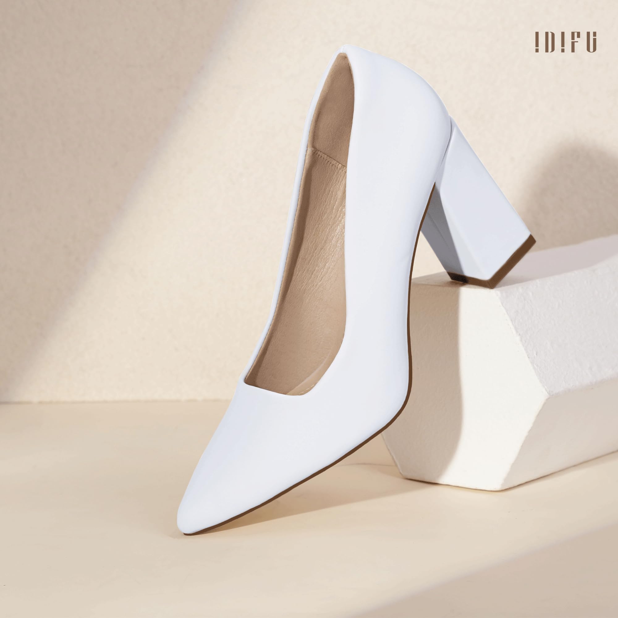 Foto 7 pulgar | Tacones Idifu In3 Blancos Con Punta Cerrada Para Mujer, Tacones De 8 Cm - Venta Internacional.