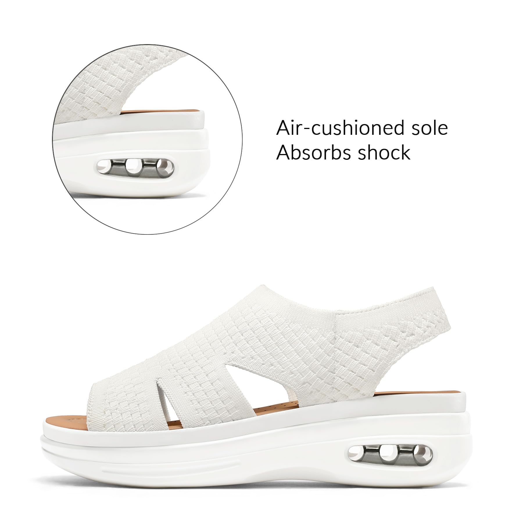 Foto 3 pulgar | Sandalias De Senderismo Mysoft Para Mujer, Sin Cordones, Con Plataforma Con Cojín Inflable - Venta Internacional.