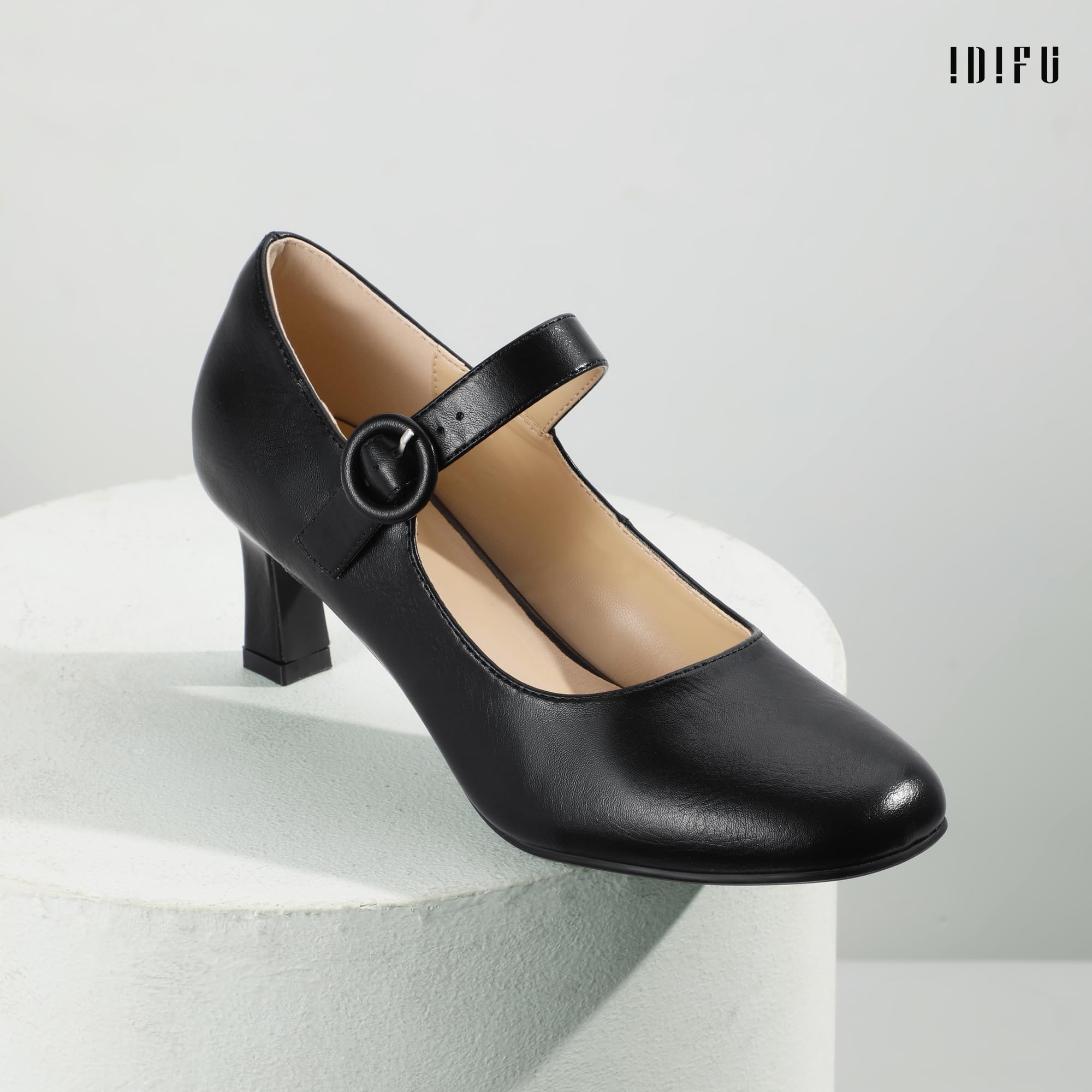 Foto 6 pulgar | Zapatos Idifu Mary Jane Negros De Tacón Bajo Para Mujer Talla 7 - Venta Internacional.