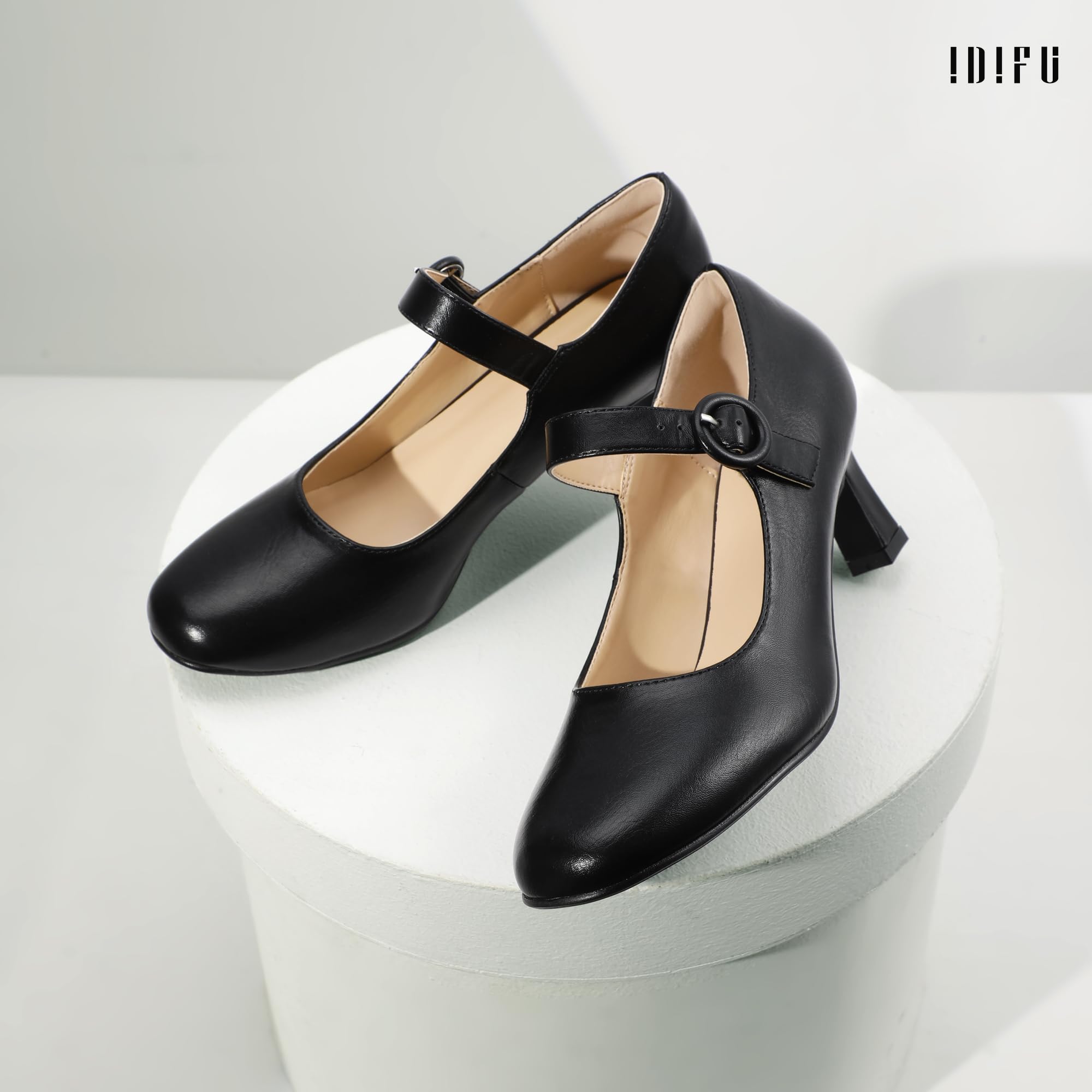 Foto 7 pulgar | Zapatos Idifu Mary Jane Negros De Tacón Bajo Para Mujer Talla 7 - Venta Internacional.