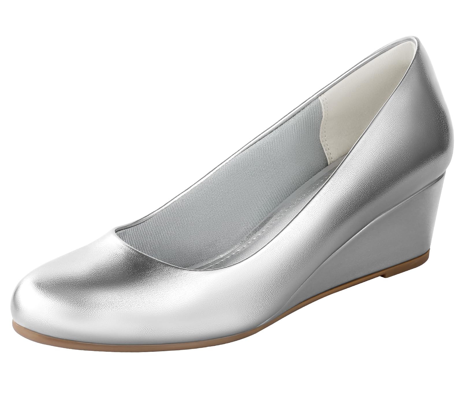 Foto 2 pulgar | Tacón Bajo Plateado Wedges Ankis Para Mujer, Cómodo Tacón De 5 Cm - Venta Internacional.