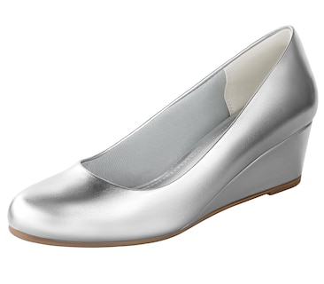 Foto 1 | Tacón Bajo Plateado Wedges Ankis Para Mujer, Cómodo Tacón De 5 Cm - Venta Internacional.