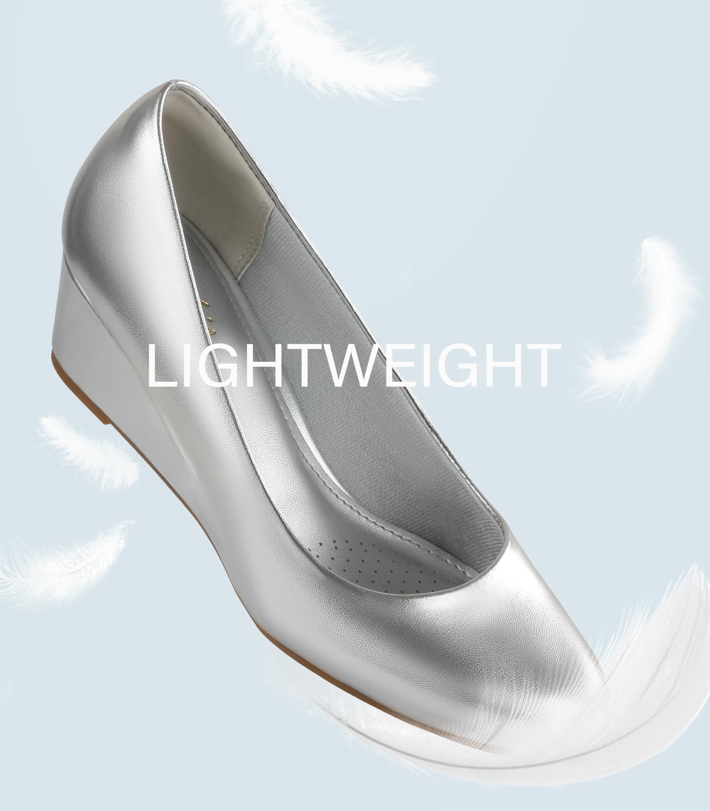 Foto 4 pulgar | Tacón Bajo Plateado Wedges Ankis Para Mujer, Cómodo Tacón De 5 Cm - Venta Internacional.