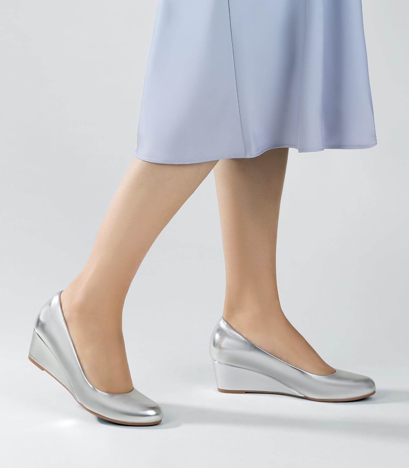 Foto 6 pulgar | Tacón Bajo Plateado Wedges Ankis Para Mujer, Cómodo Tacón De 5 Cm - Venta Internacional.