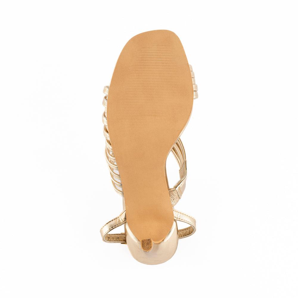 Foto 3 pulgar | Sandalia Tacón 10cm Multi Tiritas Elegante De Mujer Walki Sasha Dorado