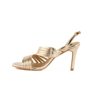 Foto 4 | Sandalia Tacón 10cm Multi Tiritas Elegante De Mujer Walki Sasha Dorado