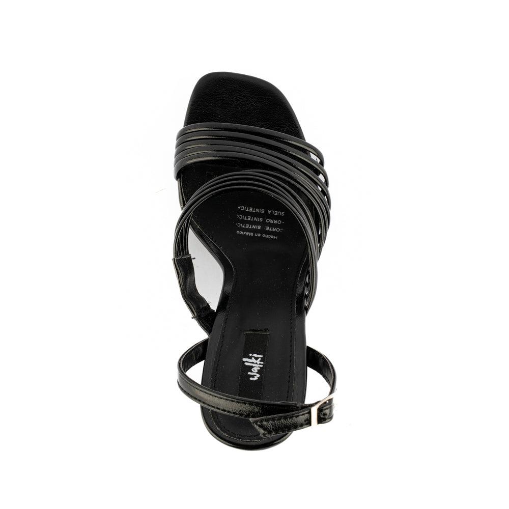 Foto 4 pulgar | Sandalia Tacón 10cm Multi Tiritas Elegante De Mujer Walki Sasha Negro