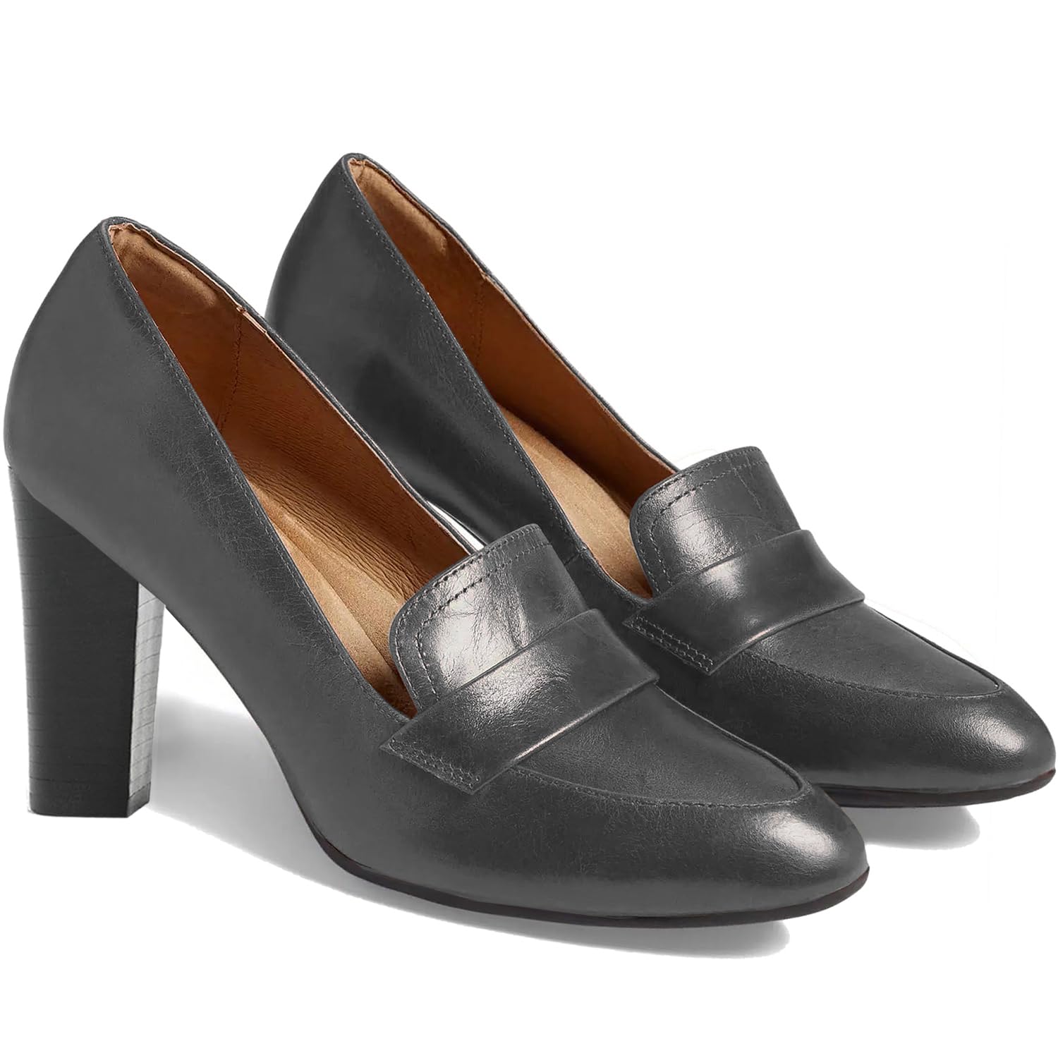Foto 4 pulgar | Zapatos Moommo, Mocasines Con Tacón Alto Y Grueso Para Mujer, Plateados, 9 Cm - Venta Internacional.