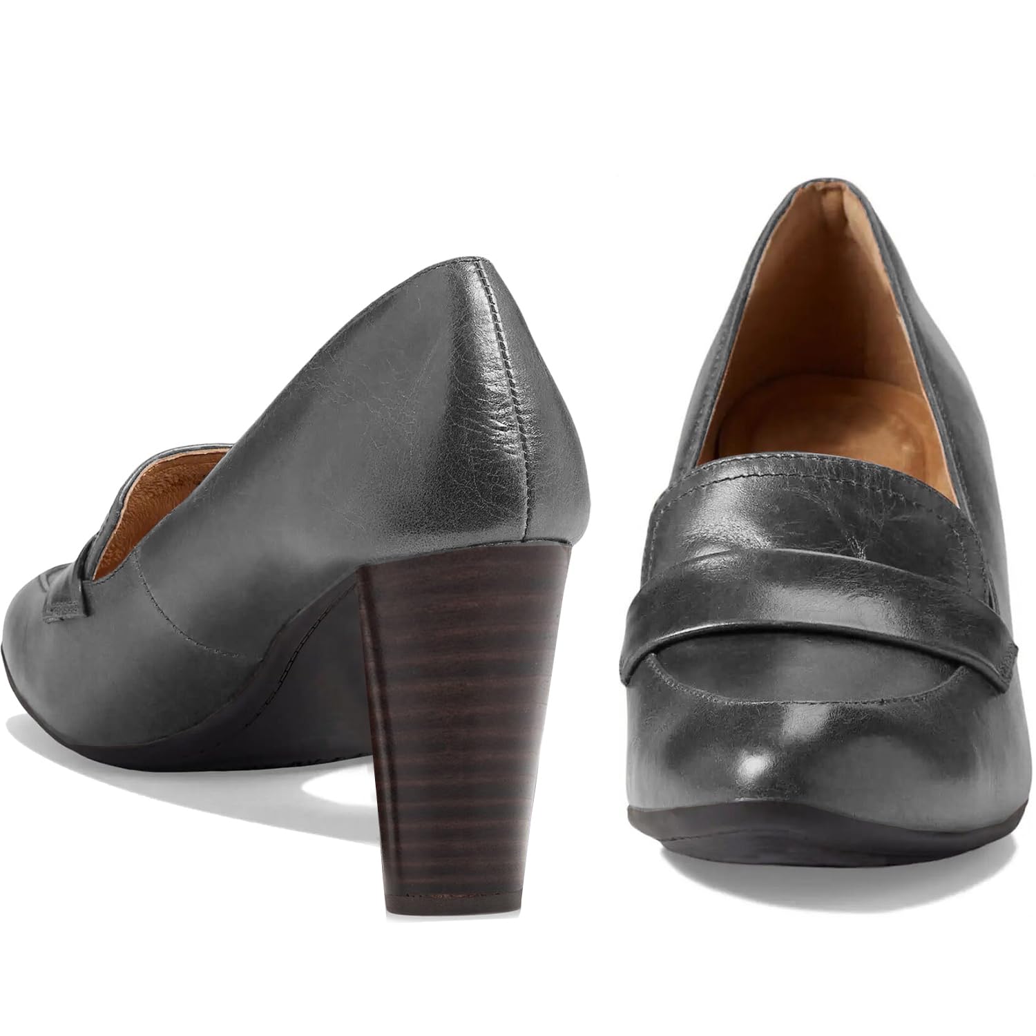 Foto 5 pulgar | Zapatos Moommo, Mocasines Con Tacón Alto Y Grueso Para Mujer, Plateados, 9 Cm - Venta Internacional.