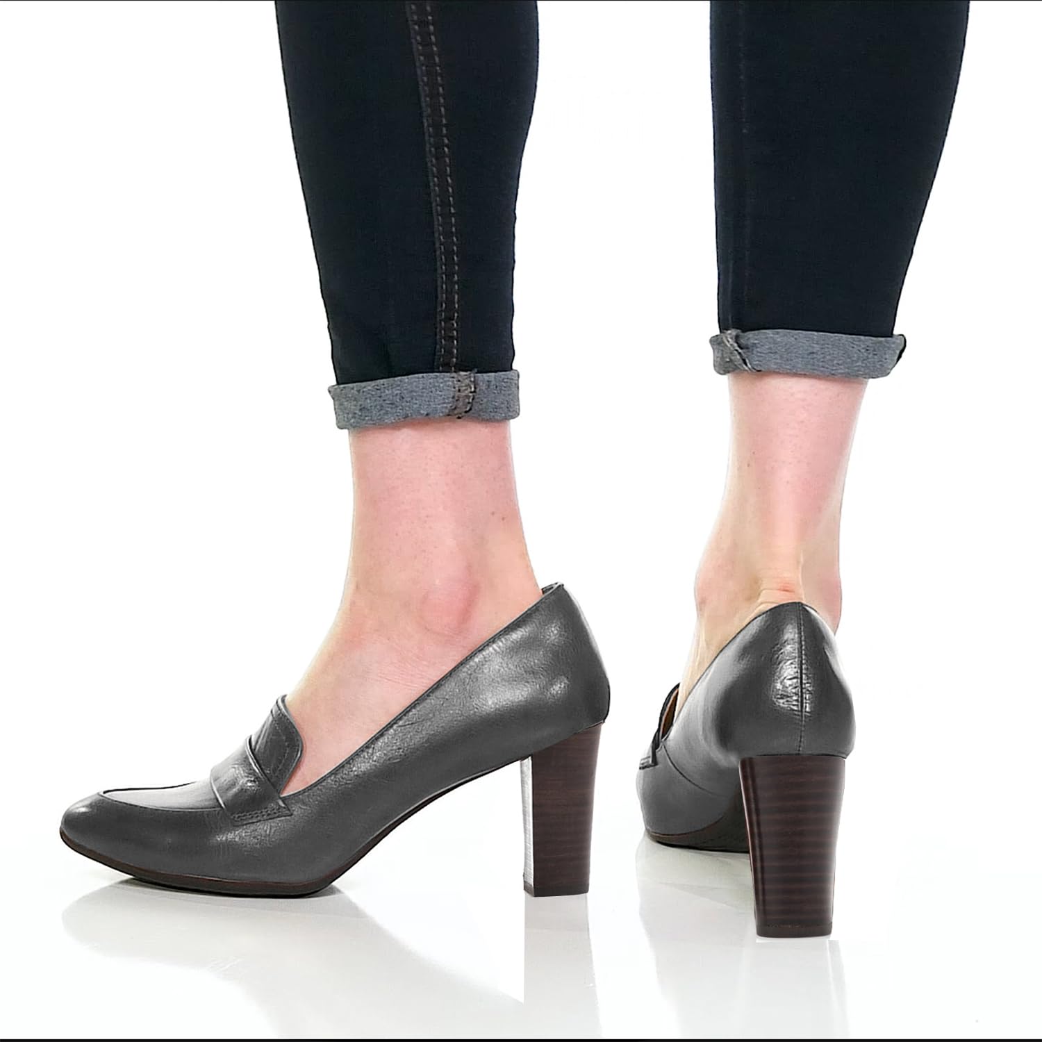 Foto 6 pulgar | Zapatos Moommo, Mocasines Con Tacón Alto Y Grueso Para Mujer, Plateados, 9 Cm - Venta Internacional.