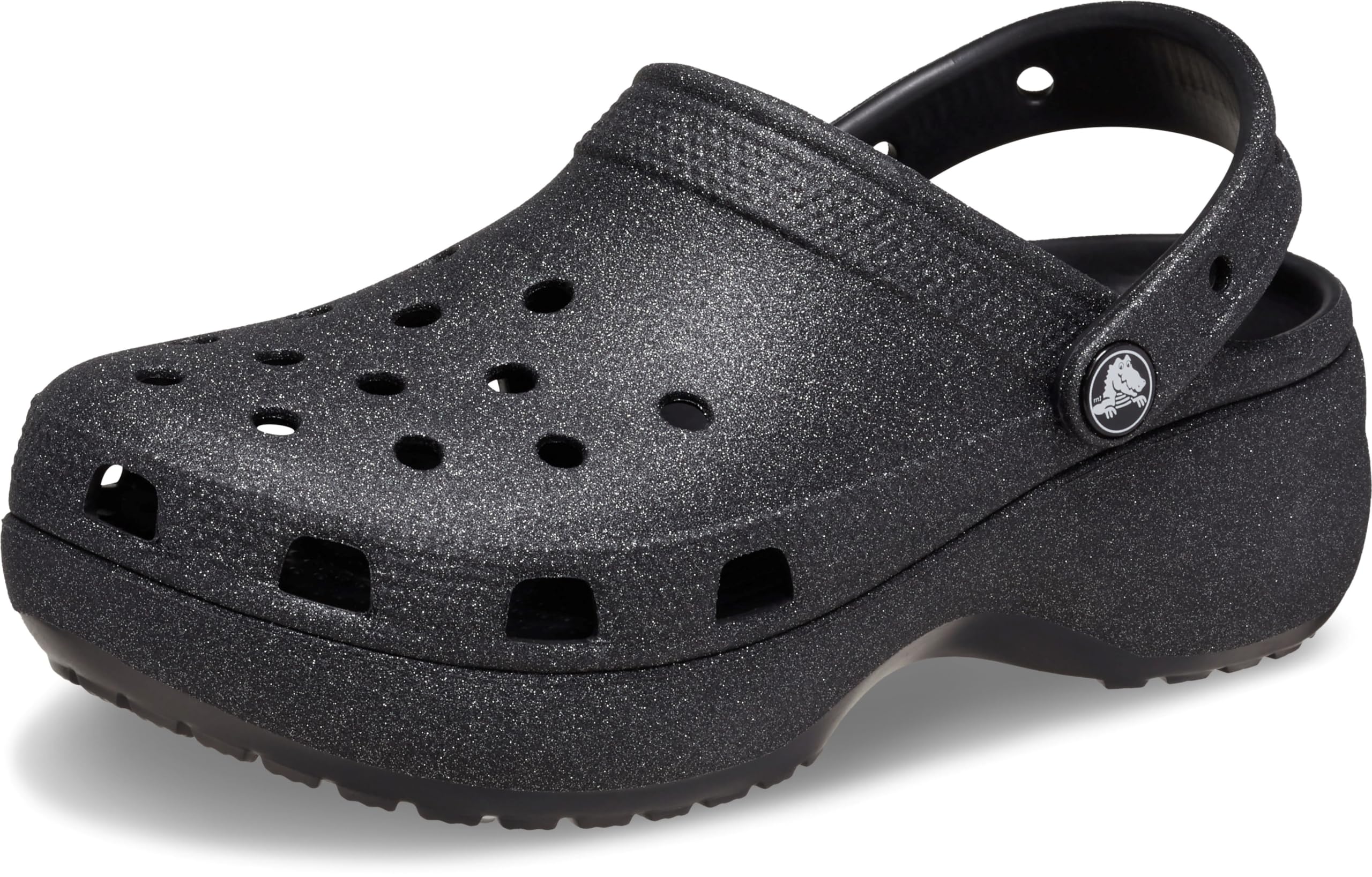Foto 2 pulgar | Zueco Crocs Classic Platform Glitter Negro Para Mujer - Venta Internacional.