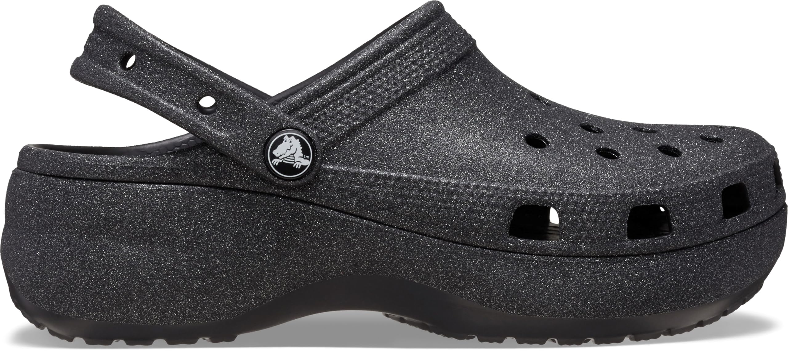 Foto 5 pulgar | Zueco Crocs Classic Platform Glitter Negro Para Mujer - Venta Internacional.