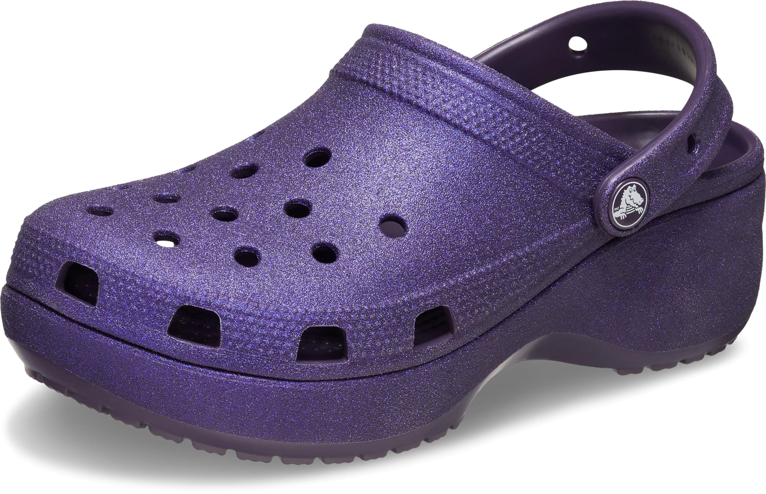 Clog Crocs Classic Platform Glitter Para Mujer, Color Iris Oscuro - Venta Internacional.