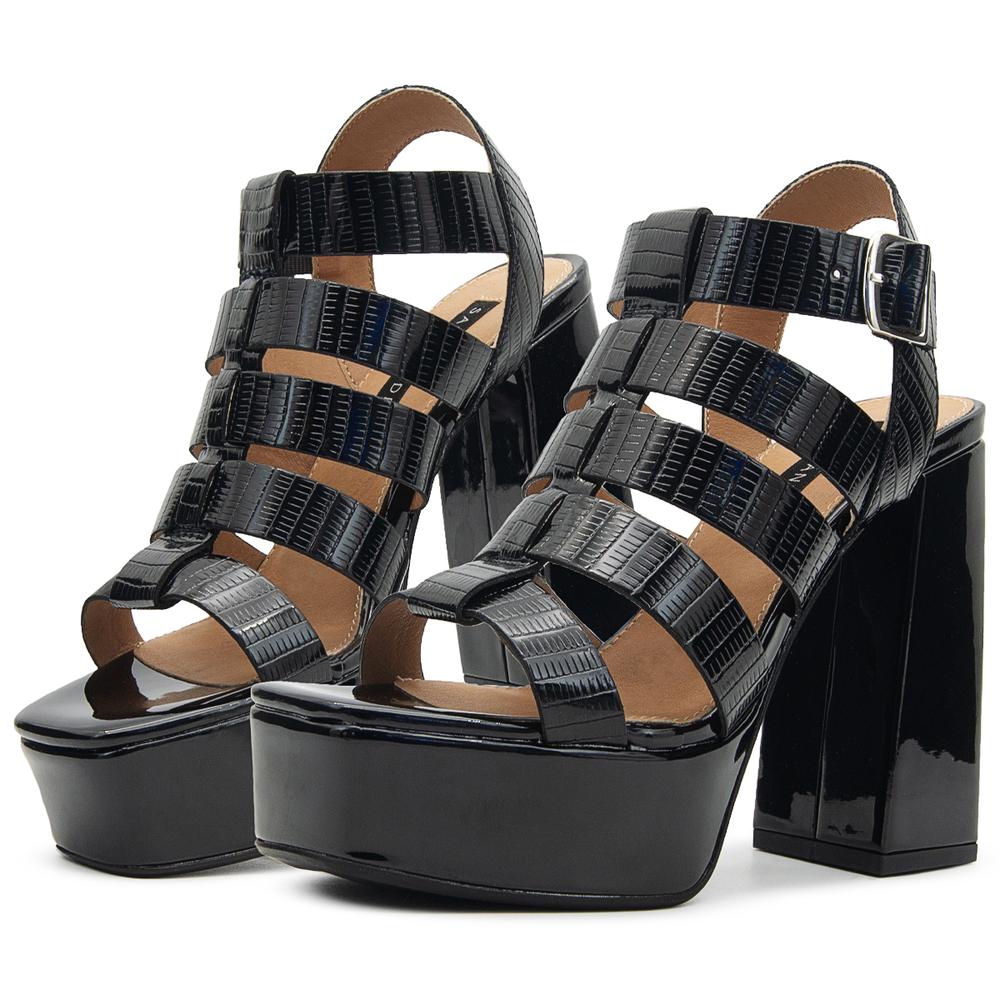 Zapatilla Salamandra Para Dama Charol Negro Elegancia 22-27 Negro