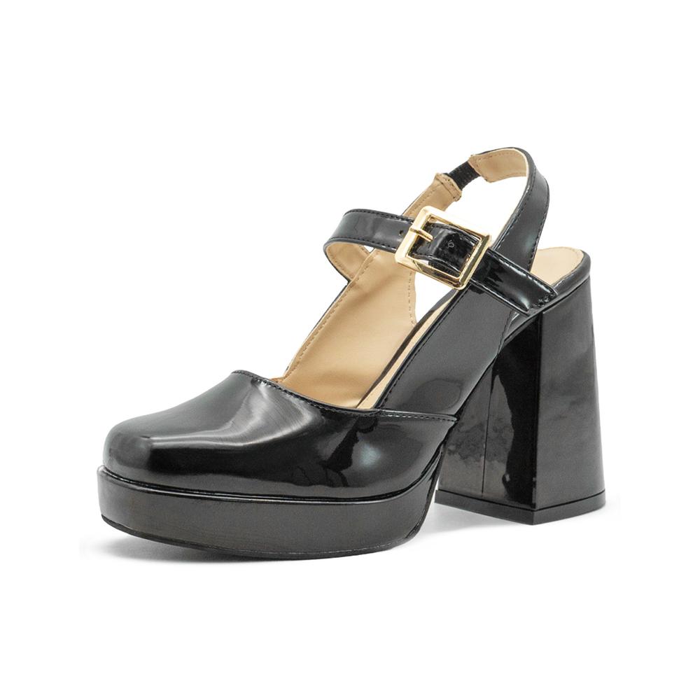 Foto 4 pulgar | Zapatilla Para Mujer Elegante Graduación Vestir Charol Negro Negro