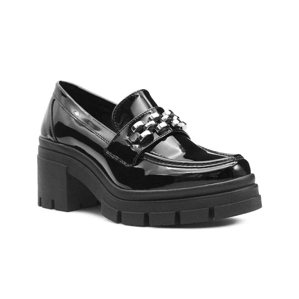 Foto 5 pulgar | Zapato Formal Para Mujer Charol Negro Tacon Ancho 7cm Negro
