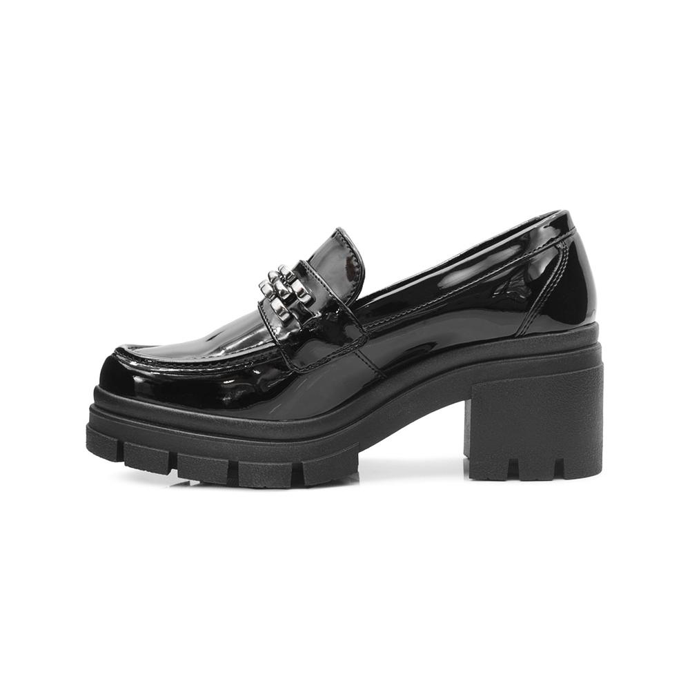 Foto 6 pulgar | Zapato Formal Para Mujer Charol Negro Tacon Ancho 7cm Negro