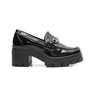 Foto 6 | Zapato Formal Para Mujer Charol Negro Tacon Ancho 7cm Negro