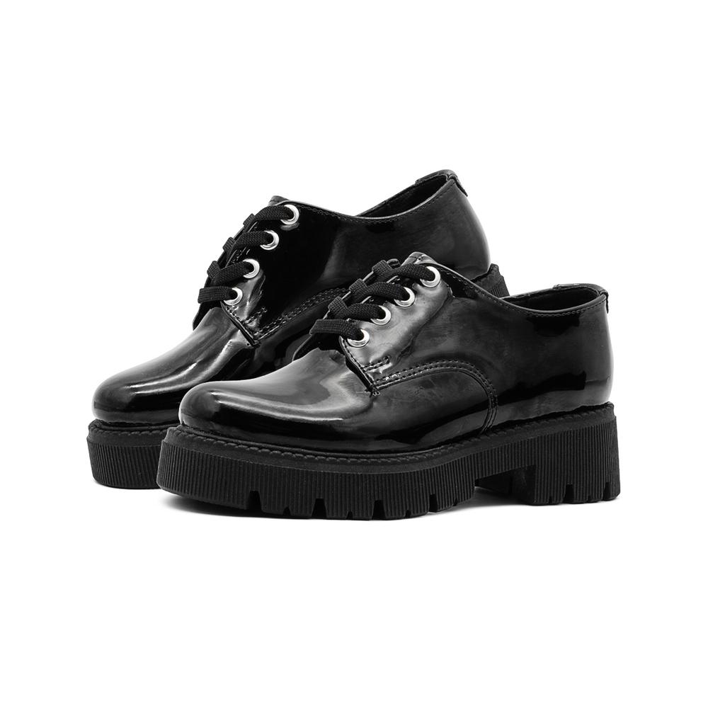 Foto 2 | Zapato Derby Para Mujer Chunky Plataforma Charol Negro Negro