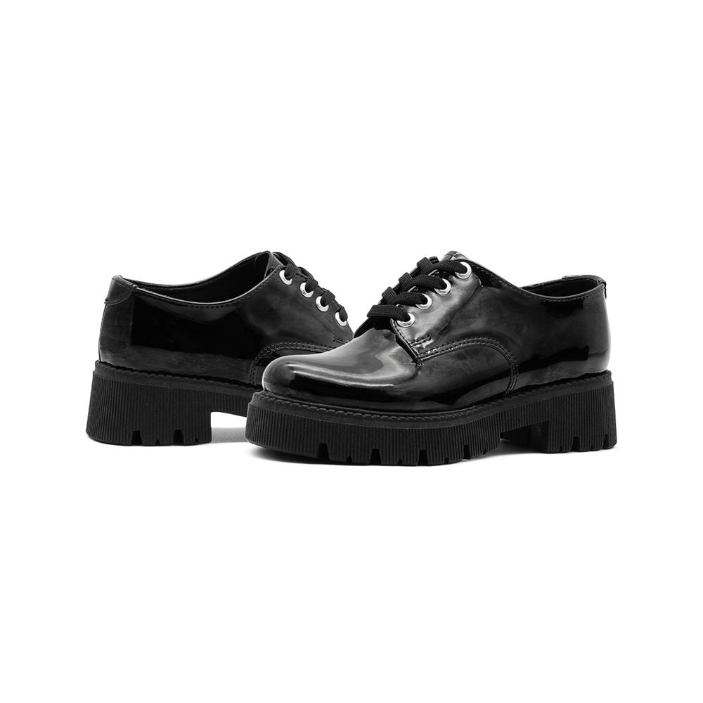 Foto 4 pulgar | Zapato Derby Para Mujer Chunky Plataforma Charol Negro Negro