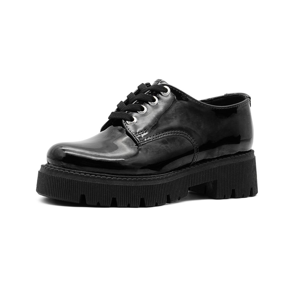Foto 5 pulgar | Zapato Derby Para Mujer Chunky Plataforma Charol Negro Negro