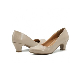 Foto 2 | Zapatilla Oficina Formal Dama Charol Clay Tacon Bajo Beige