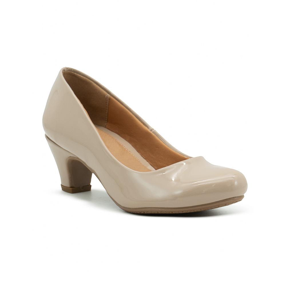 Foto 4 | Zapatilla Oficina Formal Dama Charol Clay Tacon Bajo Beige
