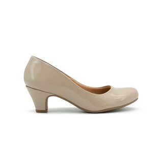 Foto 6 | Zapatilla Oficina Formal Dama Charol Clay Tacon Bajo Beige