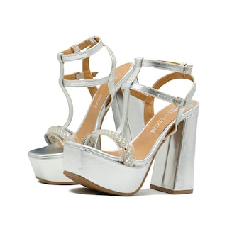 Foto 1 | Zapatilla Plataforma Para Mujer Graduación Elegantes Plata Plateado