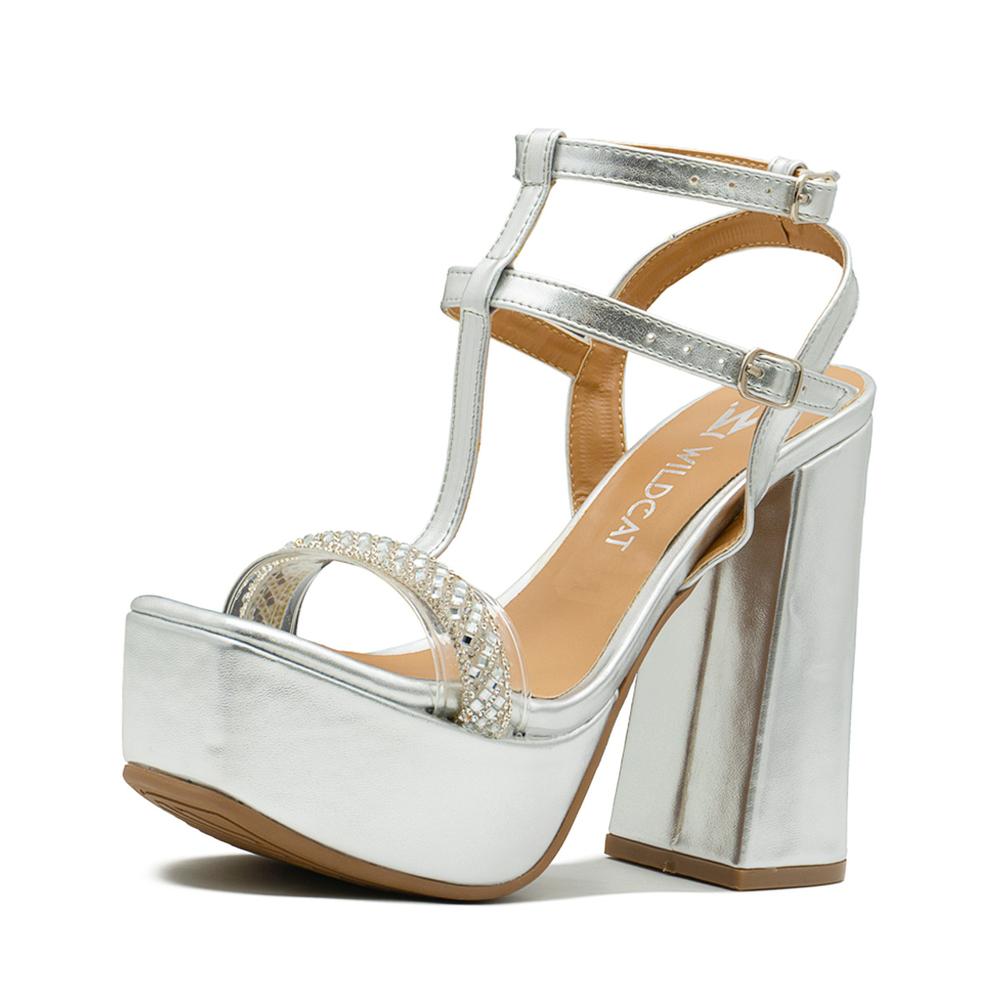 Foto 4 pulgar | Zapatilla Plataforma Para Mujer Graduación Elegantes Plata Plateado