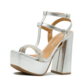 Foto 3 | Zapatilla Plataforma Para Mujer Graduación Elegantes Plata Plateado
