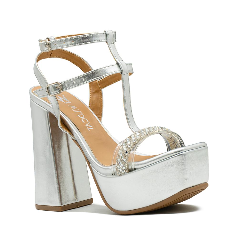 Foto 5 pulgar | Zapatilla Plataforma Para Mujer Graduación Elegantes Plata Plateado