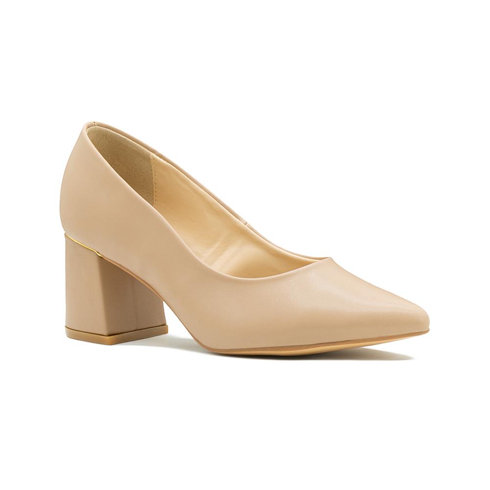 Foto 2 pulgar | Zapatilla Cerrada Tacon Ancho Oficina Formal Color Beige Beige