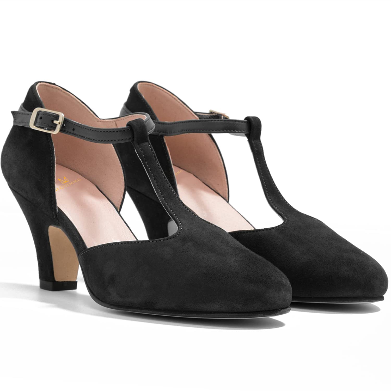 Foto 2 pulgar | Zapatos Moommo Mary Jane De Tacón Bajo, Zapatos De Gamuza Negra Para Mujer - Venta Internacional.