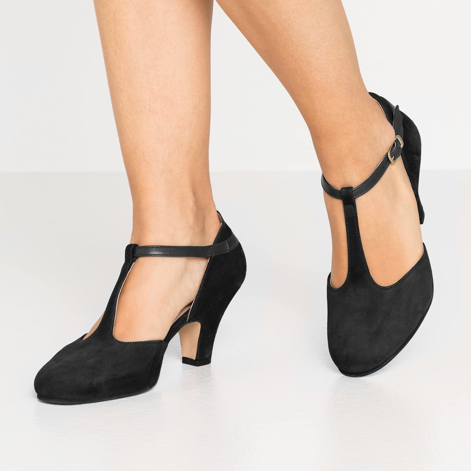 Foto 4 pulgar | Zapatos Moommo Mary Jane De Tacón Bajo, Zapatos De Gamuza Negra Para Mujer - Venta Internacional.