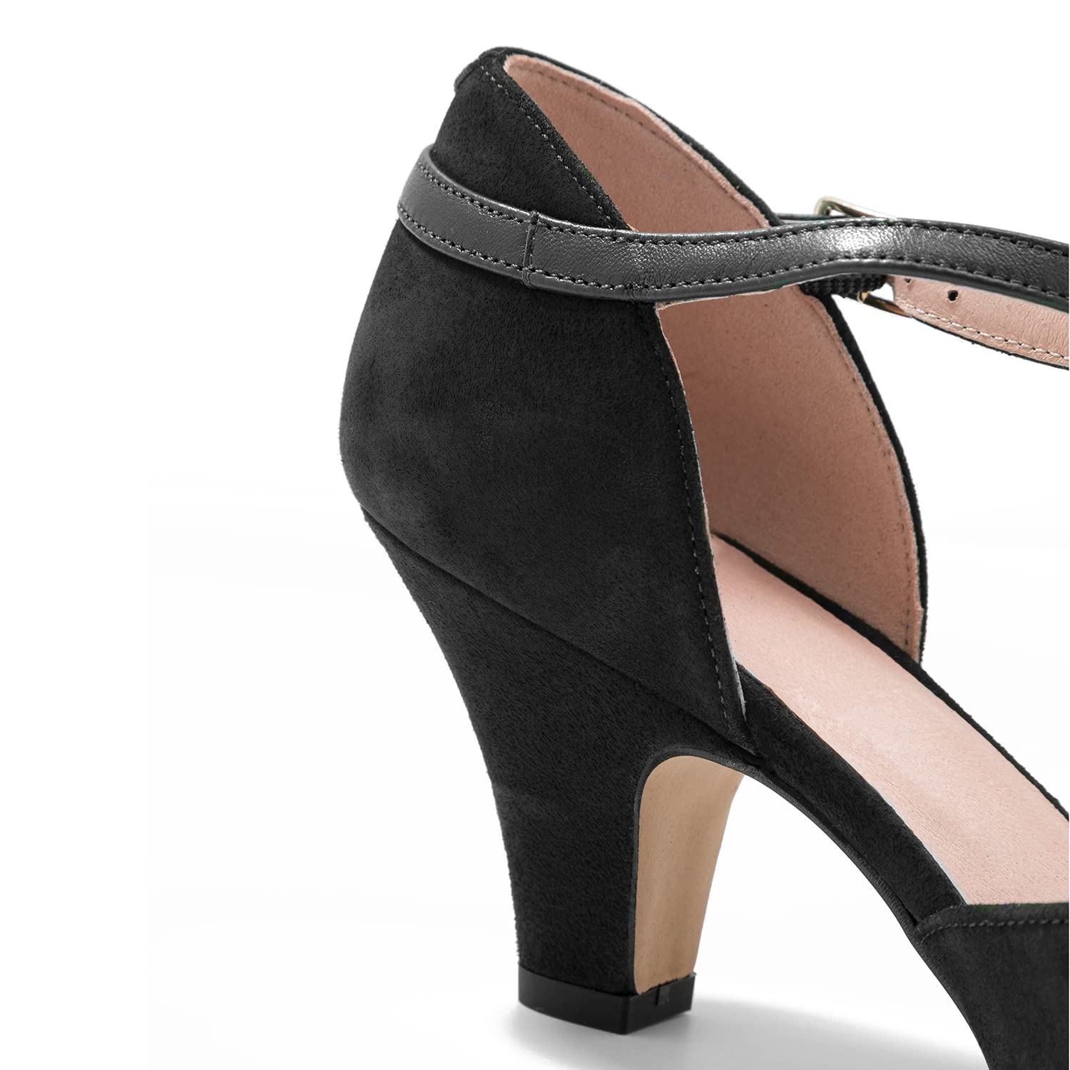 Foto 5 pulgar | Zapatos Moommo Mary Jane De Tacón Bajo, Zapatos De Gamuza Negra Para Mujer - Venta Internacional.
