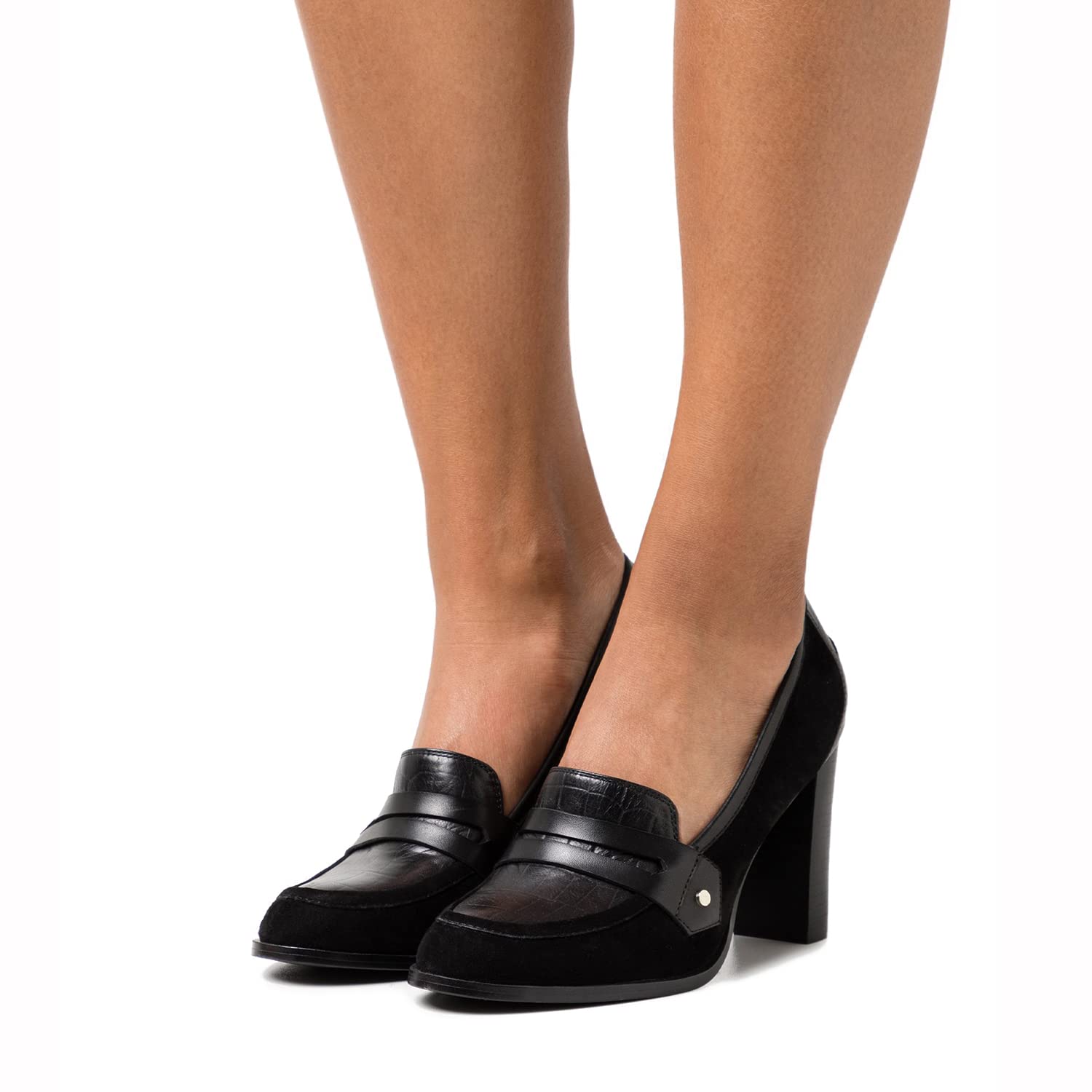 Foto 4 pulgar | Zapatos Moommo De Cocodrilo De Piel Negra Con Tacón De 9 Cm Para Mujer - Venta Internacional.